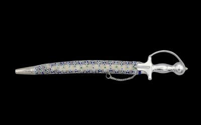 The Sapphire Mosaic Heritage Talwar | Royal Blue & Silver Groom Sword | Swordora