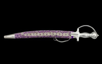 The Amethyst Lattice Heritage Talwar | Royal Purple & Silver Groom Sword | Swordora