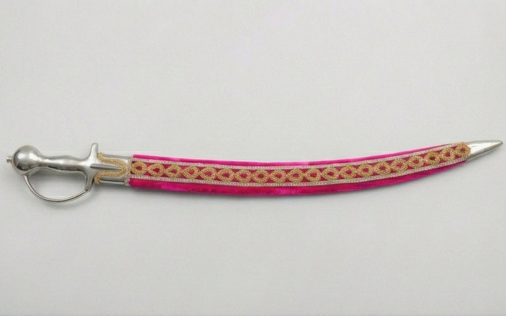 The Rani Pink & Gold Royal Talwar | Magenta Velvet Ceremonial Sword | Swordora Royal Collection
