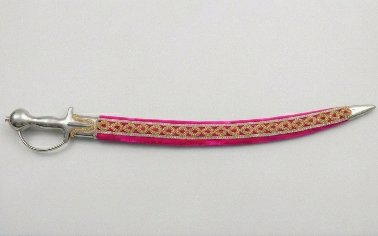 The Rani Pink & Gold Royal Talwar | Magenta Velvet Ceremonial Sword | Swordora Royal Collection
