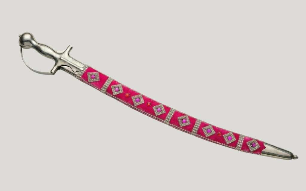 The Emerald Gemstone Imperial Talwar | Forest Green & Pink Groom Sword | Swordora