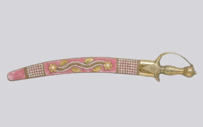 The Blush Pink Sovereign Heritage Talwar | Pastel Pink & Gold Groom Sword | Swordora