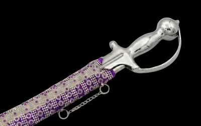 The Amethyst Lattice Heritage Talwar | Royal Purple & Silver Groom Sword | Swordora