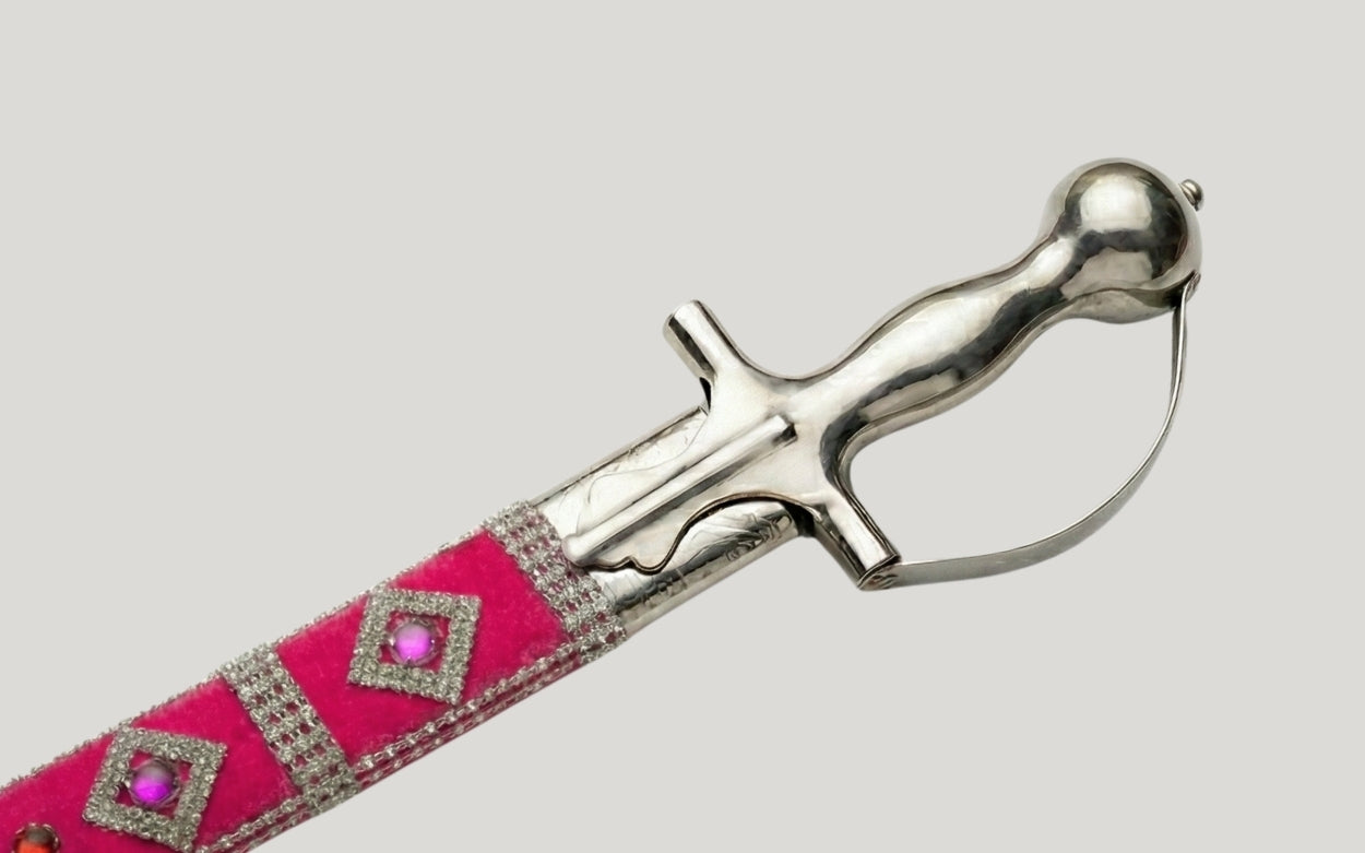 The Emerald Gemstone Imperial Talwar | Forest Green & Pink Groom Sword | Swordora