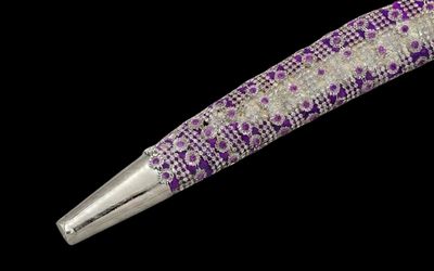 The Amethyst Lattice Heritage Talwar | Royal Purple & Silver Groom Sword | Swordora