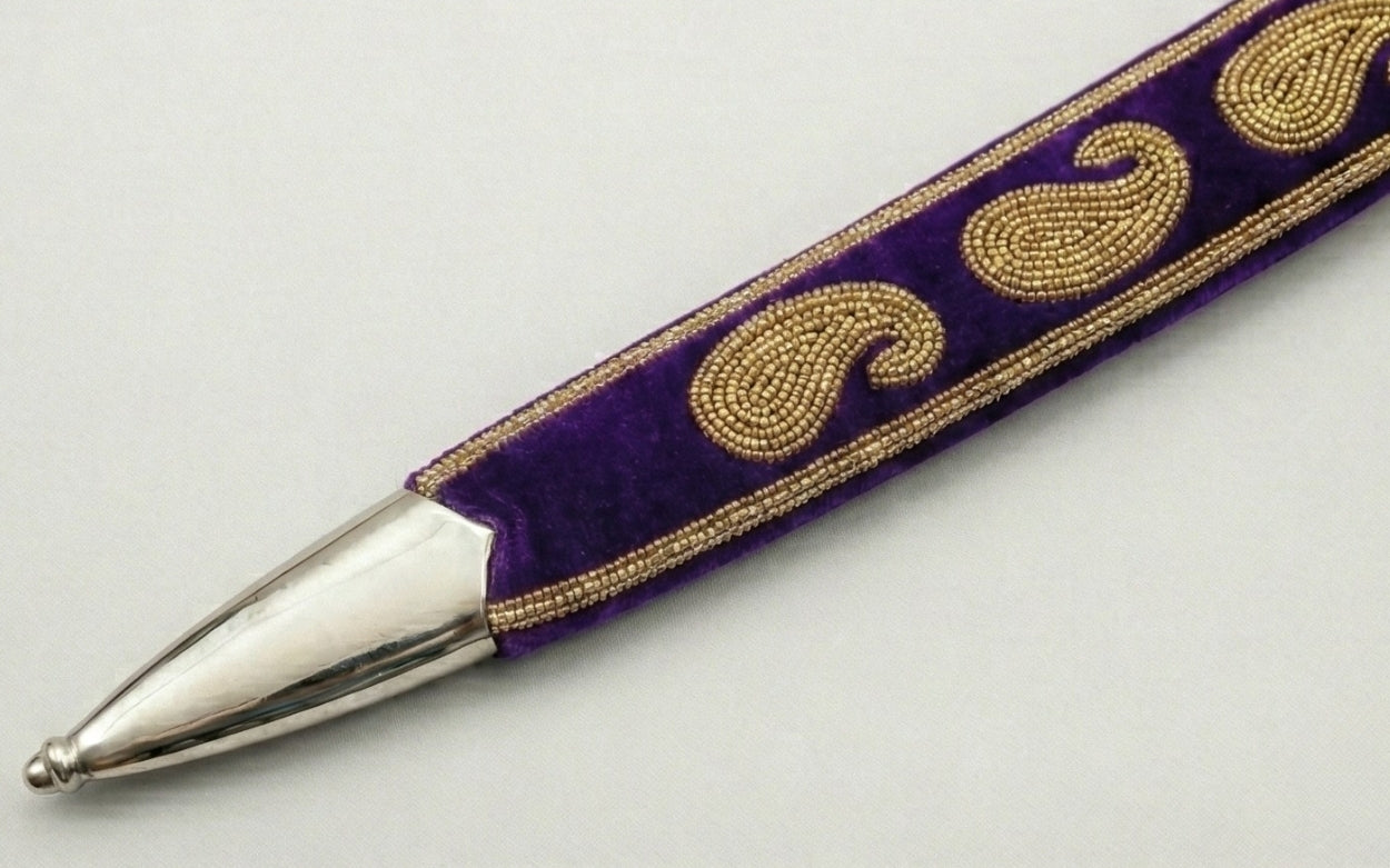 The Royal Amethyst & Gold Paisley Talwar | Deep Purple Velvet Ceremonial Sword | Swordora Royal Collection