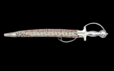 The Crimson Lattice Heritage Talwar | Deep Maroon & Silver Groom Sword | Swordora