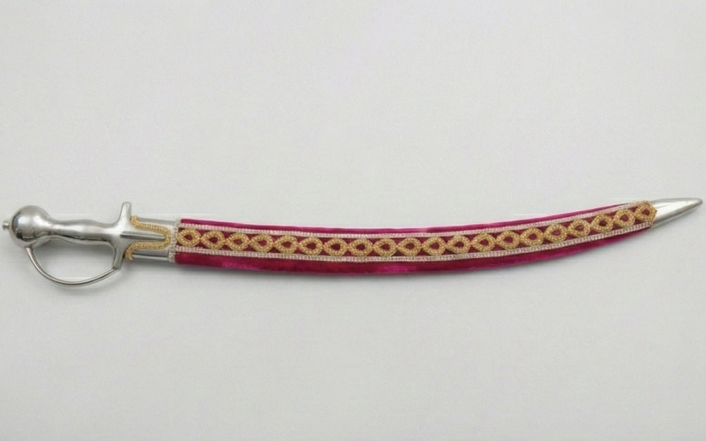 The Crimson & Gold Royal Talwar | Deep Crimson Velvet Ceremonial Sword | Swordora Royal Collection
