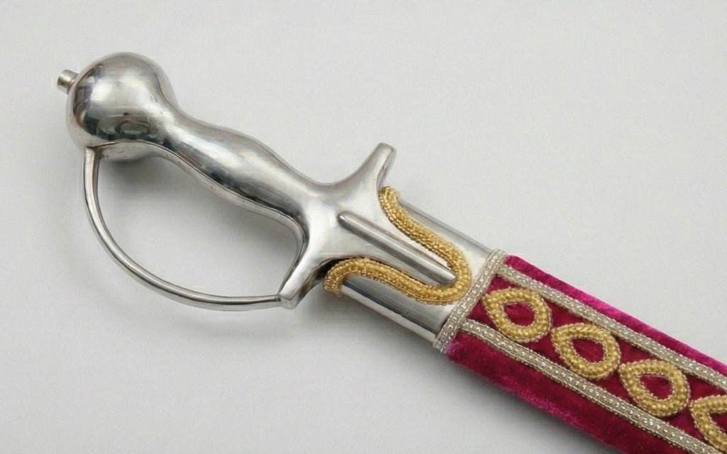 The Crimson & Gold Royal Talwar | Deep Crimson Velvet Ceremonial Sword | Swordora Royal Collection