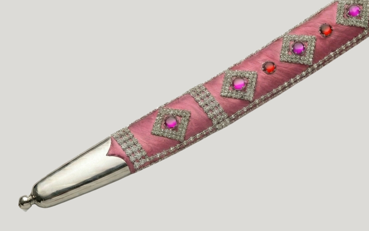 The Blush Gemstone Imperial Talwar | Blush Pink & Silver Groom Sword | Swordora