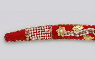 The Crimson Sovereign Heritage Talwar | Deep Red & Gold Groom Sword | Swordora