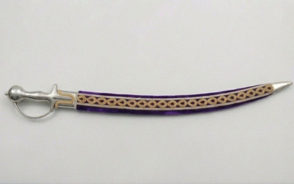 The Amethyst & Gold Royal Talwar | Deep Purple Velvet Ceremonial Sword | Swordora Royal Collection