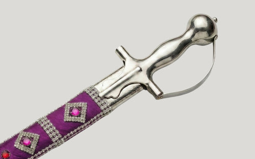 The Amethyst Gemstone Imperial Talwar | Royal Purple & Silver Groom Sword | Swordora