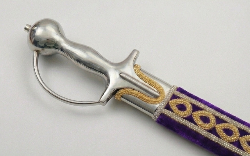 The Amethyst & Gold Royal Talwar | Deep Purple Velvet Ceremonial Sword | Swordora Royal Collection