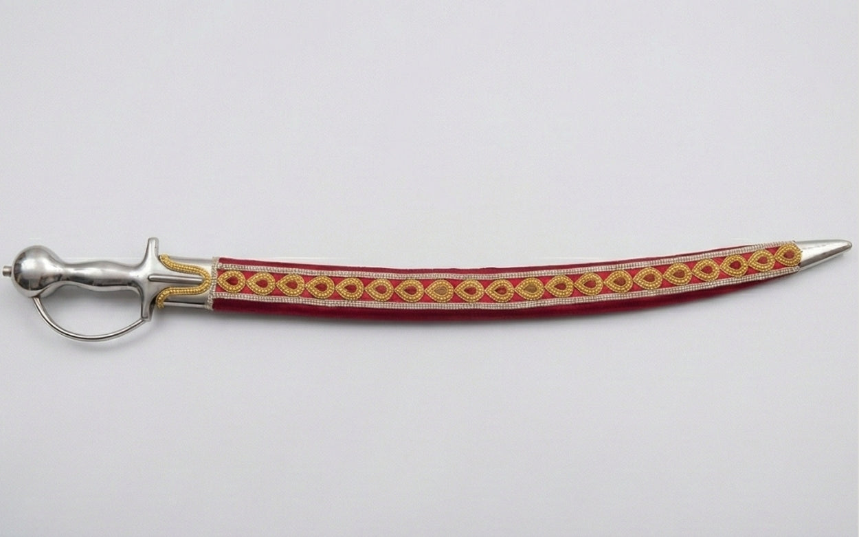 The Crimson & Gold Royal Paisley Talwar | Deep Crimson Ceremonial Sword | Swordora Royal Collection