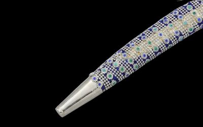 The Sapphire Mosaic Heritage Talwar | Royal Blue & Silver Groom Sword | Swordora