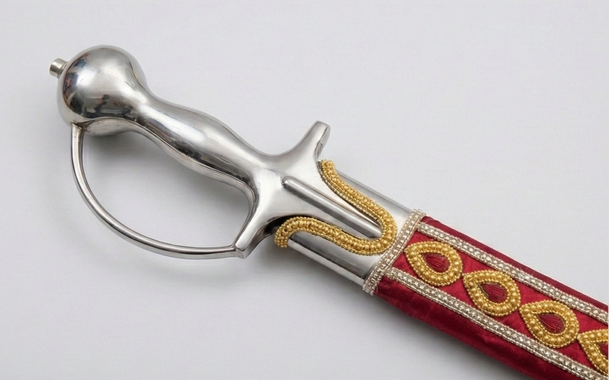 The Crimson & Gold Royal Paisley Talwar | Deep Crimson Ceremonial Sword | Swordora Royal Collection