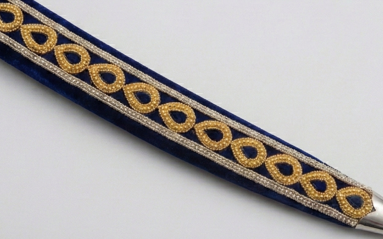The Royal Navy & Gold Heritage Talwar | Deep Blue Velvet Ceremonial Sword | Swordora Royal Collection