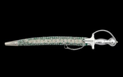 The Emerald Lattice Heritage Talwar | Deep Green & Silver Groom Sword | Swordora