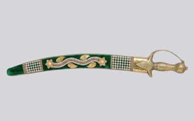 The Emerald Sovereign Heritage Talwar | Forest Green & Gold Groom Sword | Swordora