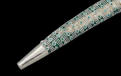 The Emerald Lattice Heritage Talwar | Deep Green & Silver Groom Sword | Swordora