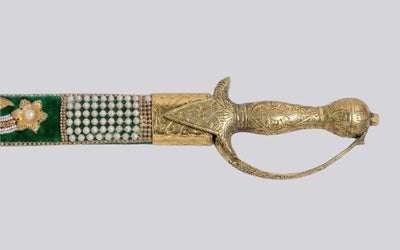 The Emerald Sovereign Heritage Talwar | Forest Green & Gold Groom Sword | Swordora
