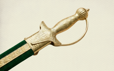 The Emerald Heritage Talwar | Deep Green & Gold Groom Sword | Swordora