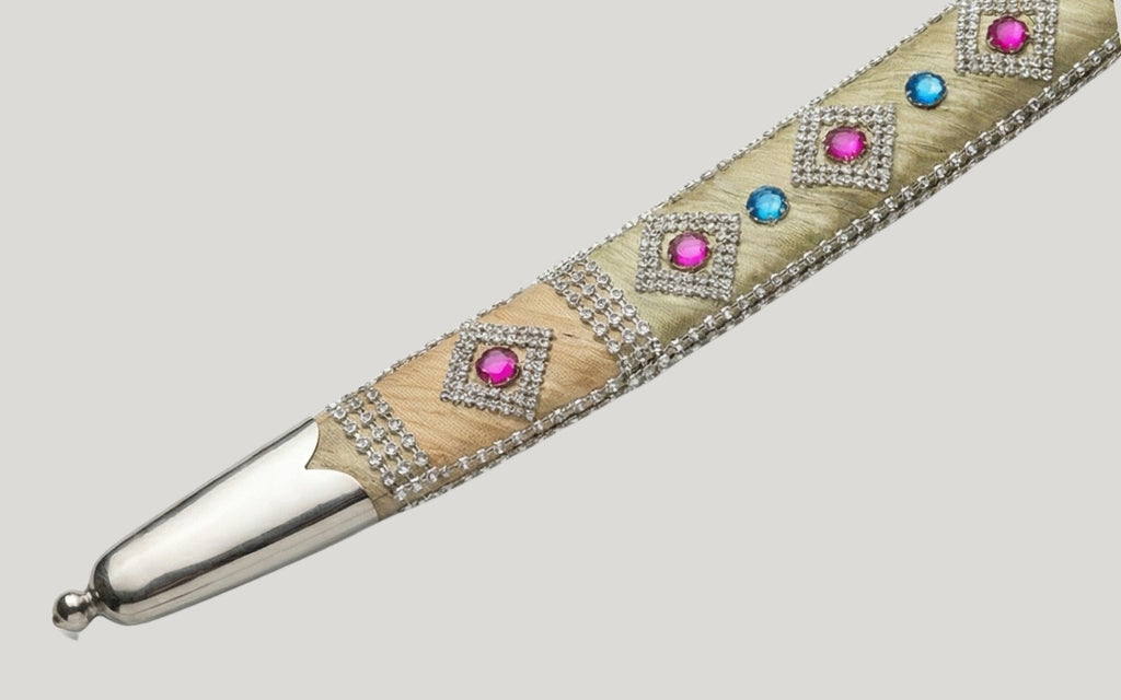 The Champagne Gemstone Imperial Talwar | Beige & Silver Groom Sword | Swordora