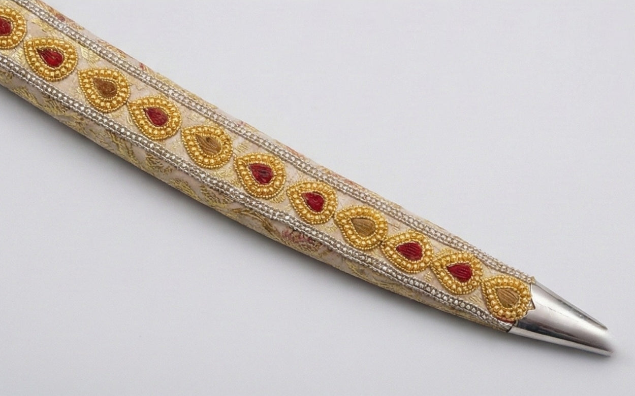 The Champagne & Ruby Royal Talwar | Cream & Red Ceremonial Sword | Swordora Royal Collection