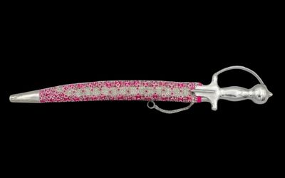 The Rani Pink Lattice Heritage Talwar | Vibrant Pink & Silver Groom Sword | Swordora