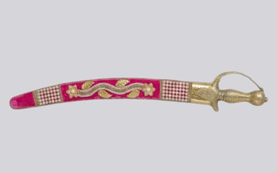 The Rani Pink Sovereign Heritage Talwar | Vibrant Magenta & Gold Groom Sword | Swordora