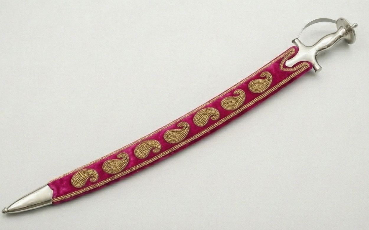 The Magenta & Gold Royal Paisley Talwar | Vibrant Pink Ceremonial Sword | Swordora Royal Collection