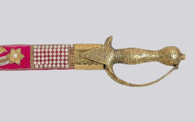 The Rani Pink Sovereign Heritage Talwar | Vibrant Magenta & Gold Groom Sword | Swordora
