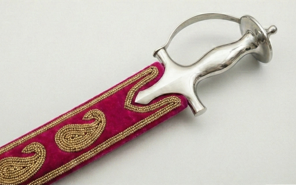 The Magenta & Gold Royal Paisley Talwar | Vibrant Pink Ceremonial Sword | Swordora Royal Collection